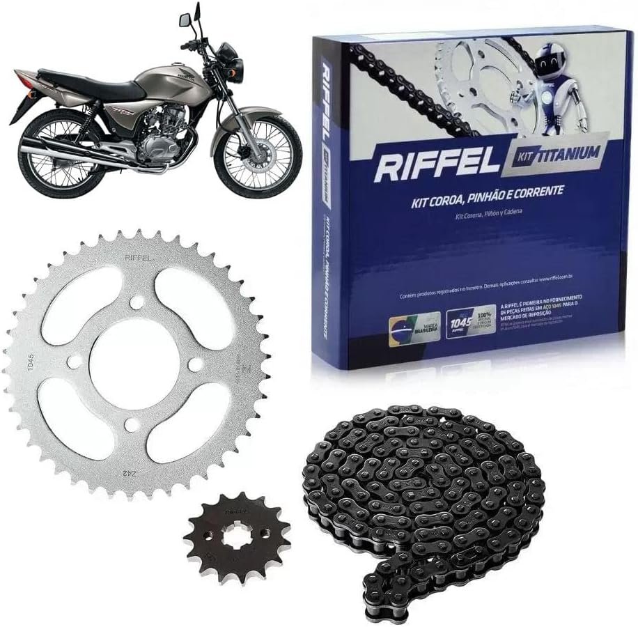 Kit Cg150Titan (04 , 15)Cg160 Cargo(16 , 17)160 Fan (16 , 18)Cg160 Start (16 , 18)43Z X 16Z C/Corrente 428H X 118L 1045 , Riffel